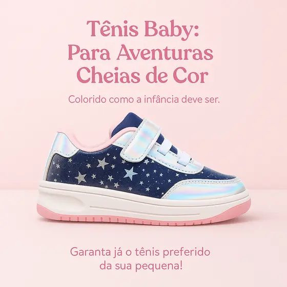Tênis Infantil Feminino Baby – Calce Fácil, Estiloso e Macio | Tamanhos 20 a 27 | OFERTA!