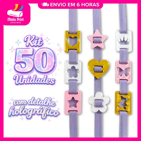 Kit Passante de Elástico Holográfico | Finalizador para Encadernação, Agenda e Laços | Plástico Biodegradável
