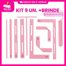 KIT 9 RÉGUAS GABARITO ENCADERNAÇÃO A5 | PLANNER CADERNO + DOBRADEIRA BRINDE