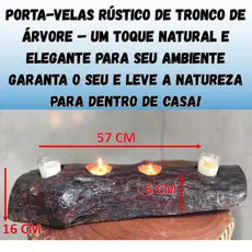 Porta-Velas Rústico de Tronco de Árvore