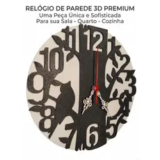 Relógio de Parede Decorativo 3D Premium Design Árvore Moderno Sofisticado Sala Quarto