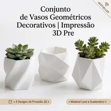 Kit vaso artesanal  geometrico Impressão 3D com tecnologia Premium