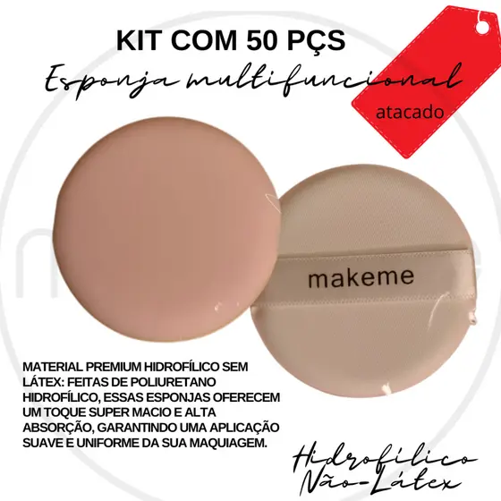 Kit Esponjas para Pó, base - Hidrofílico Não-Látex - atacadão