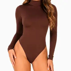 Body Feminino Gola Alta Manga Longa Segunda Pele Cacharrel Malha Liso