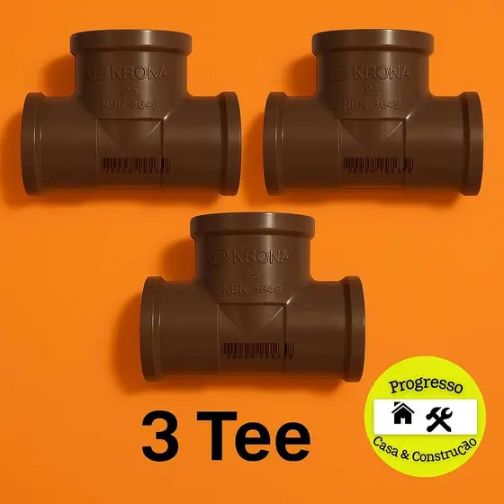 Kit 3 Tees Marrom 3/4" – Conexão PVC Soldável Água Fria