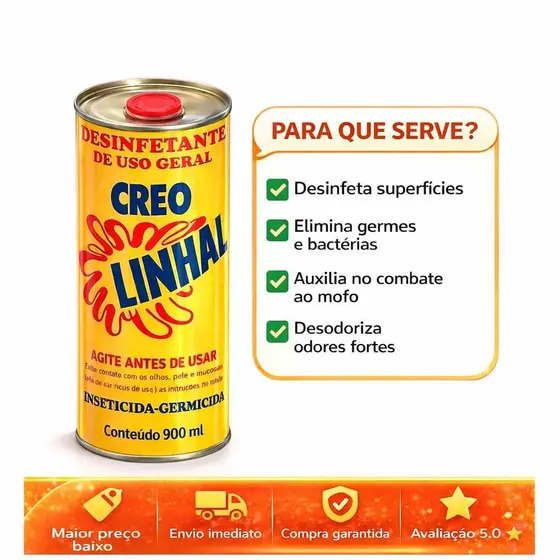 Creolina Linhal 900ml | Desinfetante Concentrado | Limpeza Pesada