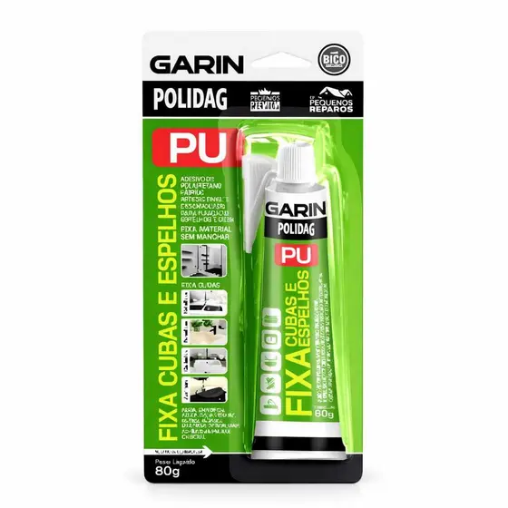 Fixa Cubas e Espelhos Garin 80g – Adesivo Selante de Alta Fixação para Banheiro, Vidro e Porcelanato