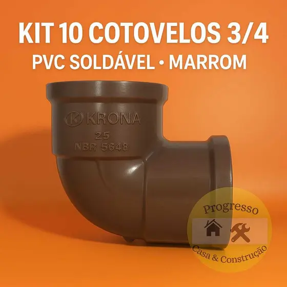🔹 Kit 10 Cotovelos PVC Marrom 3/4 Hidráulico Soldável Água Fria