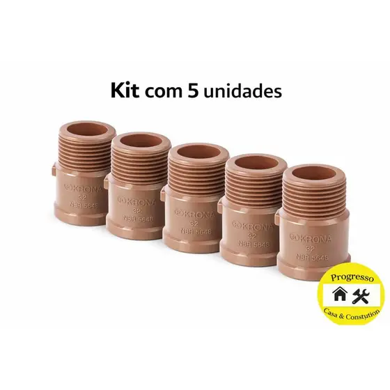 Kit 5 Adaptador Marrom 3/4 PVC Rosqueável Hidráulico