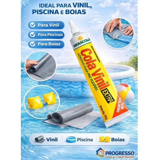 Cola Vinil Extra pvc Flexivel BRASCOLA 17GR Para Lona, Piscinas, Barracas e Boias