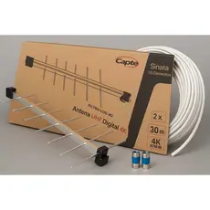 Kit TV Antena 16 Elementos + Conector RG06 + Cabo Coaxial 5/10/15/20/30m