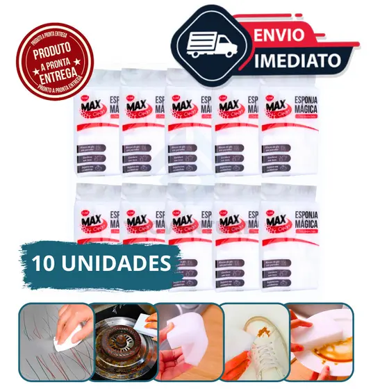 Kit com 10 Esponjas Mágicas Multiuso de Melamina – Remove Sujeiras Difíceis com Facilidade!