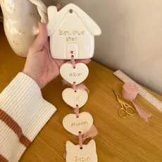 Placa Decorativa Personalizada em cerâmica fria– Família e Pet | Decoração de Porta ou Parede