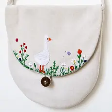 Bolsa Artesanal em Brim Bordada à Mão | Bolsa Feminina Transversal Delicada Exclusiva