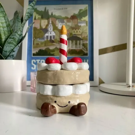Pote Decorativo Bolinho – Feito à Mão com Amor, porta jóias, porta treco, artesanal