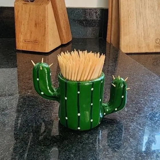 Porta-Palitos de Dente Artesanal Decorativo | Organizador Criativo e Charmoso