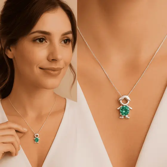 Colar Maternidade Filhos Banhado Prata 925 Com Pingente Delicado Elegante