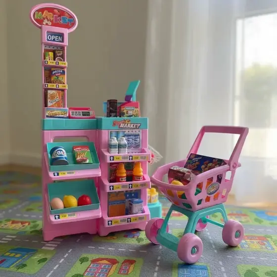 Super Mercadinho Infantil Completo C/ Luz Som e Carrinho de Compras  - HK Brinquedos
