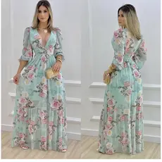 Vestido Moda Evangélica manga longa Tule Ótimo Caimento