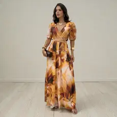 Macacao Longo Em Tule Manga Curta