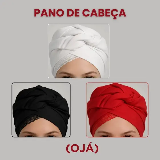 Pano de Cabeça (Ojá) Reto em Oxford Umbanda e Candomblé Com Renda Luxo Premium Entrega Ultra FULL