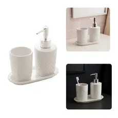Kit Banheiro Lavabo 3 peças Summit em Cerâmica Branco e Prateado - Lyor