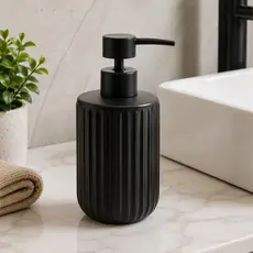 Porta Sabonete Liquido em Cerâmica Lavabo Preto 430ml Lyor