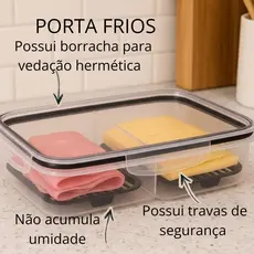 Porta frios duplo preto presunto e queijo organizador de geladeira com fundo removível para conservar