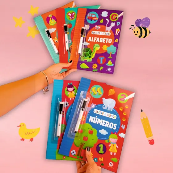 Livro Escreva e Apague Infantil - Alfabeto, Palavras, Adição, Subtração, Números e Bíblicos