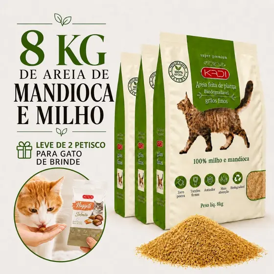 Areia Gato de Milho e Mandioca 8kg