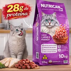 Ração Para Gatos Nutrican 10kg Sabor Carne Frango Premium