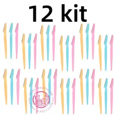 12 Kit Lâminas Navalha Sobrancelha e Rosto Depilação design