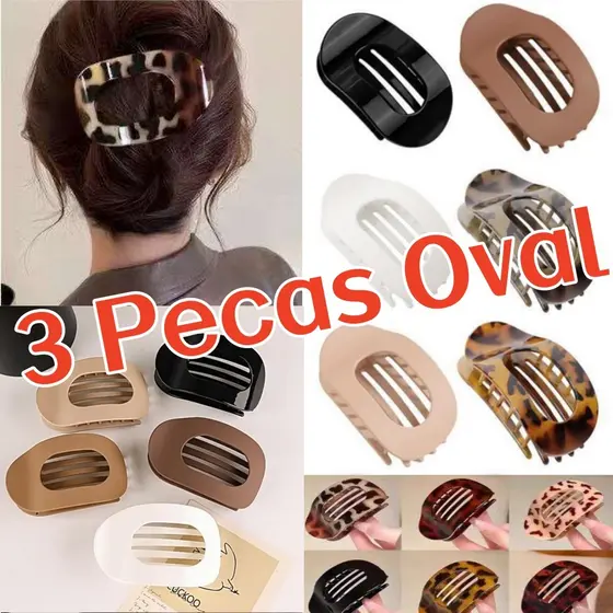 Kit 3 Peças Presilha de Cabelo Oval hairpin Headdress Brilhante e Fosco Para Feminina Cor Aleatoria