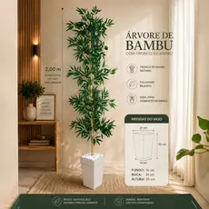 Planta Bambu Artificial 2 Metros Grande Mosso e Vaso de Polietileno