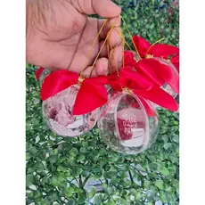 Kit 50  Bolinhas de Natal com foto e laço. Esferas decorativas para árvore de Natal. Bolinhas de Natal com foto