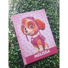 kit 6 cadernos brochurao, 1 caderno quadriculado e 1 caderno de desenho. kit com 8 cadernos personalizados tema e nome