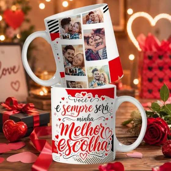 kit 2 Canecas Dia dos Namorados 325ml personalizada com foto em alta resolução sublimação. kit 2 canecas personalizadas.