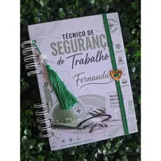 Caderno A5 com folhas pautadas frente e verso personalizado tema escolhido pelo cliente. Caderno pautado profissões.