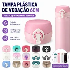 Tampa Plástica de Vedação 6cm para Copo e Garrafa Térmica Acessório Antivazamento Cozinha Escritório de Alta Qualidade