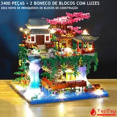 5200 Peças Casa na Árvore Jardim Blocos de Construção Brinquedos Arquitetura Cachoeira Com Luz DIY Presente Aniversário