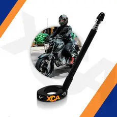Antena Corta Retrátil Pipa Aço Inox Reforçado Para Moto – 7 Estágios Anti-Cerol, Fixação no Guidão