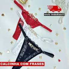 Calcinha Tanga Sensual Personalizada com Nome Apelido Regulagem na Lateral