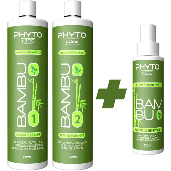 Kit  Fibra de Bambu Selagem Sem Formol Orgânica | Phyto Liss 300ml + Protetor Térmico