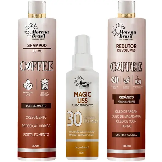 Kit Selagem De Café Brazillian Keratin + Protetor Térmico