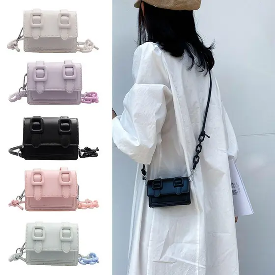 Bolsa Feminina Mini Bag Tiracolo Lisa Moda Candy Color Com Detalhe Na Alça Adriele