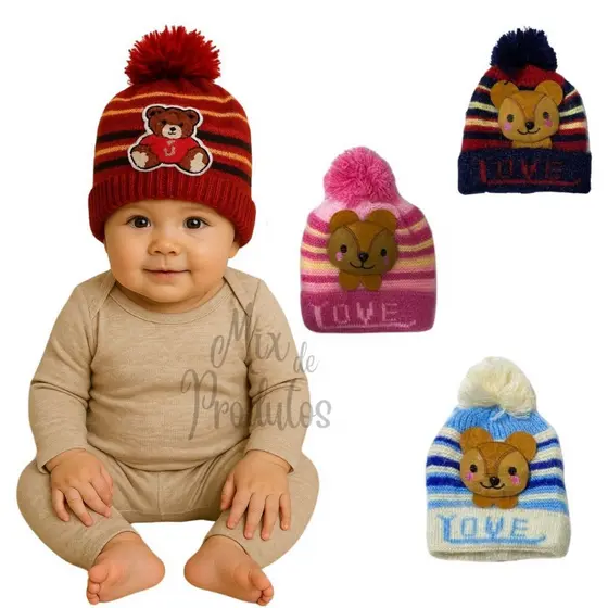 Touca de Inverno Bebê Gorro Infantil De Frio Unisex Esquilo Sandy