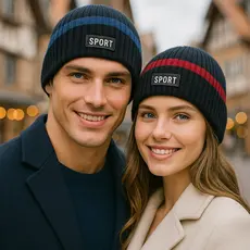 Touca de Frio Masculina Feminina Lã Listrada Forrada Gorro Inverno 1186