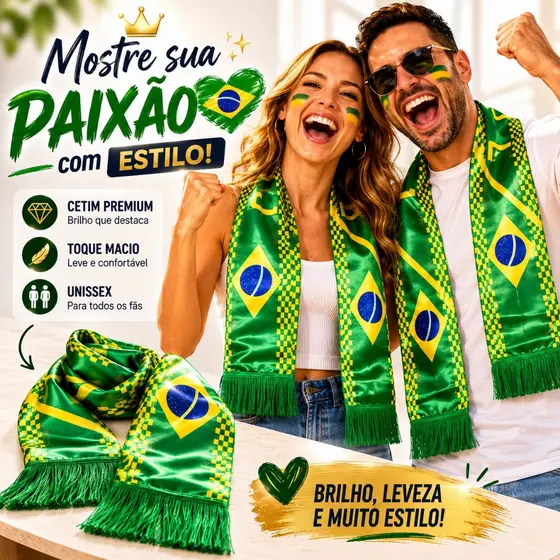 Faixa Cachecol Brasil Torcida Verde Amarelo Jogos Futebol Evento Festa Estadio