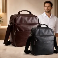 Pasta Executiva Masculina Couro Sintético Premium Bolsa Tiracolo Trabalho