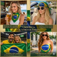 Bandeira do Brasil Lenço Bandeira Torcida Estádio Acessório Tendência Unissex 55x55 cm